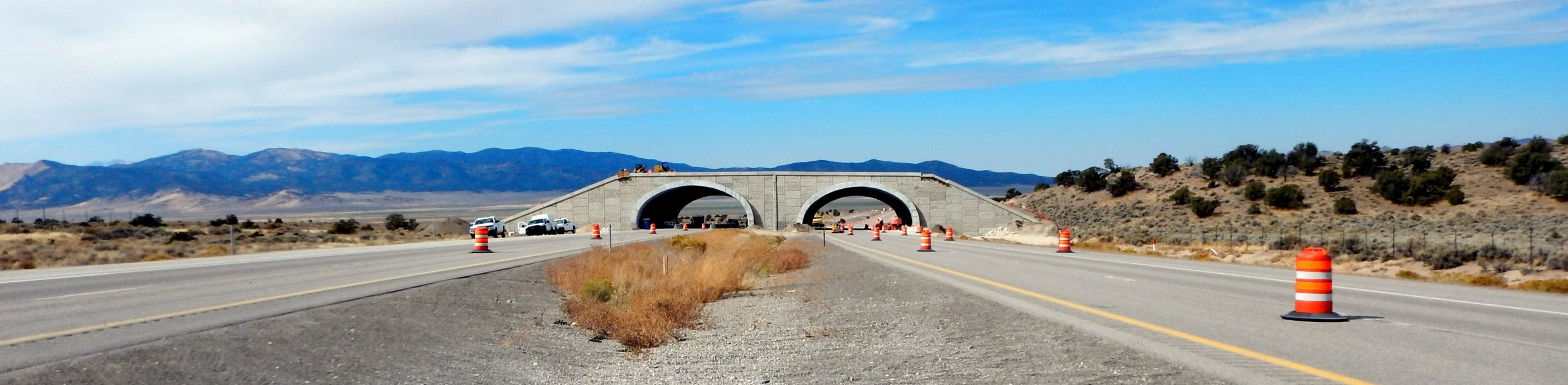 Wildlife bridge being constructed over Interstate 80 in Elko County, Nevada. 