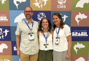 The CLLC team in Campo Grande. Left to right: Aaron Laur, Fernanda Teixeira, Katie Deuel. CLLC photo, 2026.