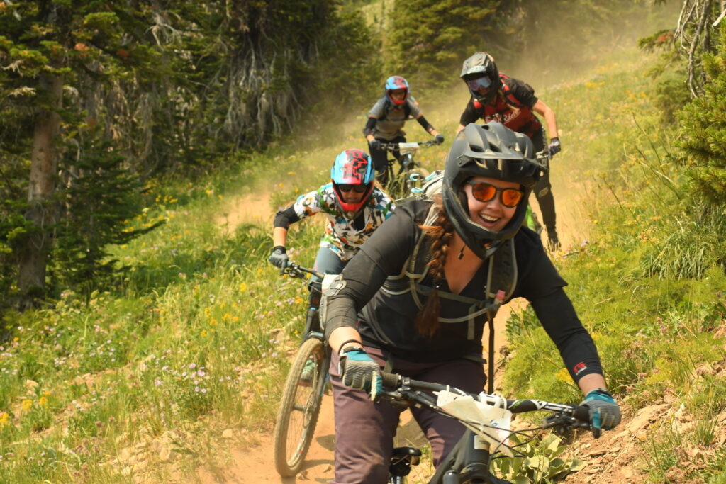 Melissa riding her bike in Grand Targhee Resort, Wyoming