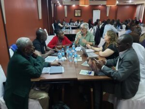 Workshop participants discuss ecological and social indicators for monitoring connectivity of corridors in small groups. 