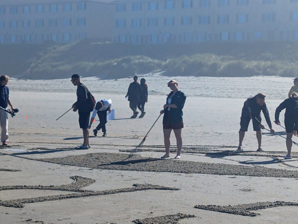 Sarah Adding Texture To The Sand Whale. Credit Craig Reiley