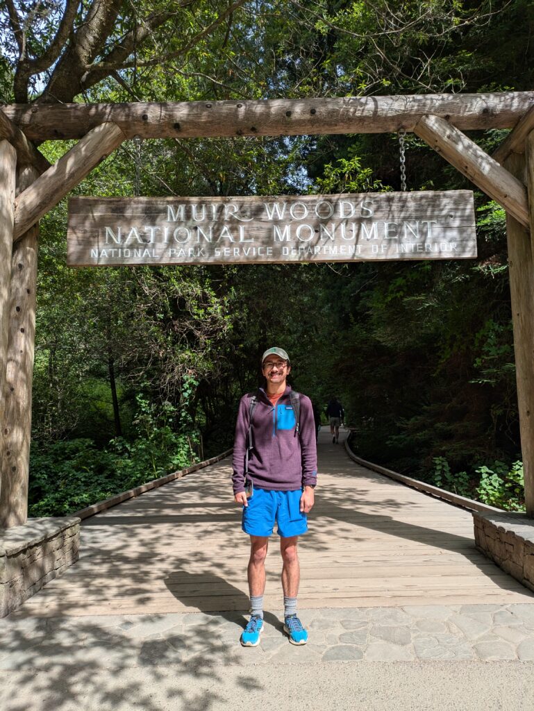 The entrance of Muir Woods, where they have taken out infrastructure to allow for native plant remediation and watershed recovery. 