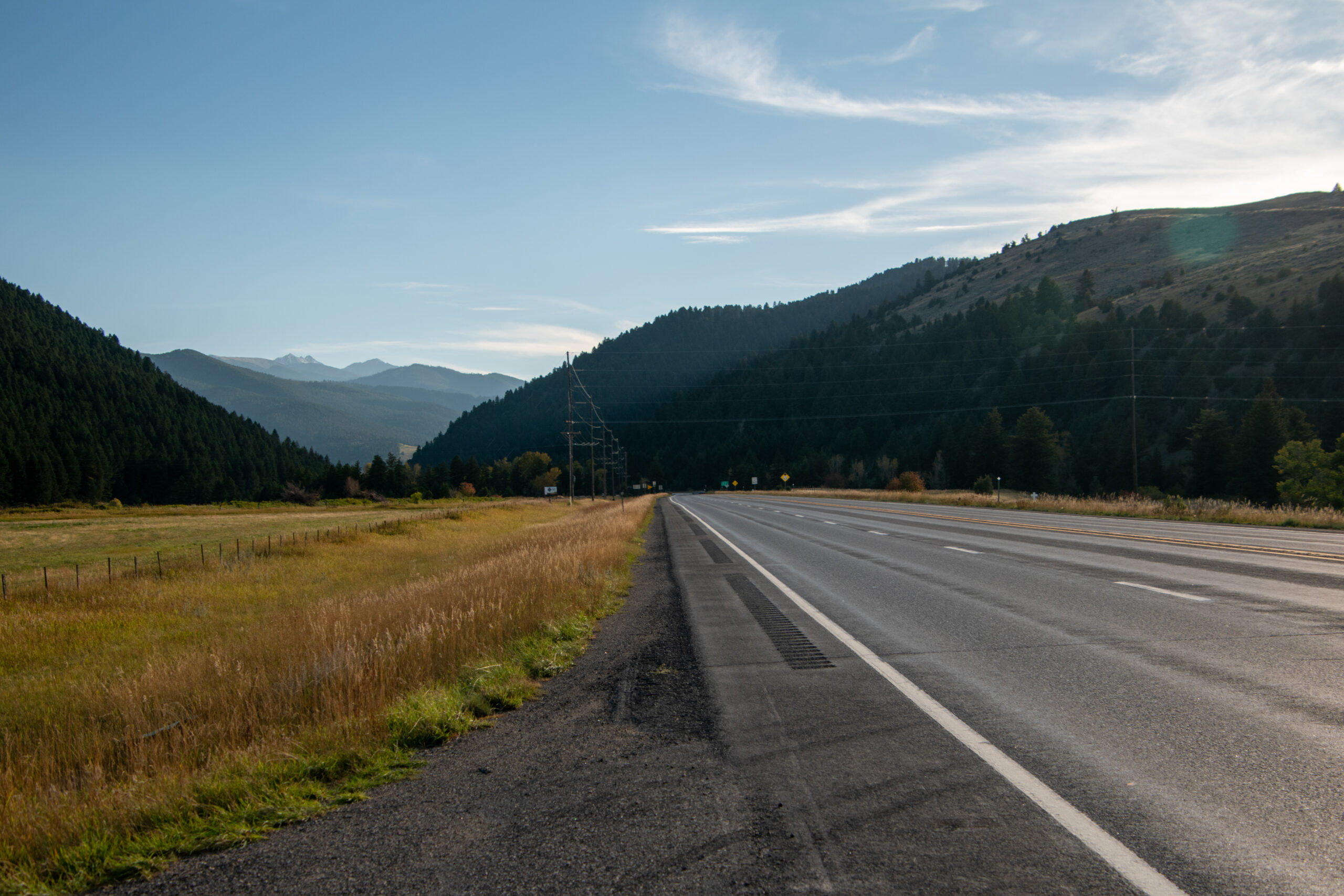US-191 looking south through the project area to Gallatin Canyon. 